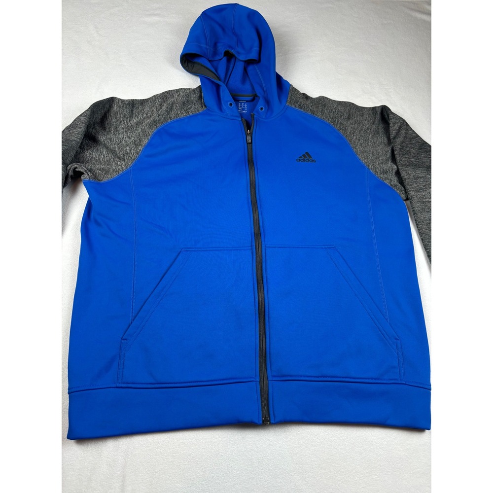 Adidas Climawarm Full Zip Hoodie Mens XL Blue Gray Fleece Sweatshirt‎